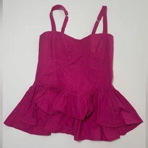 Pink Ruffled Peplum Top